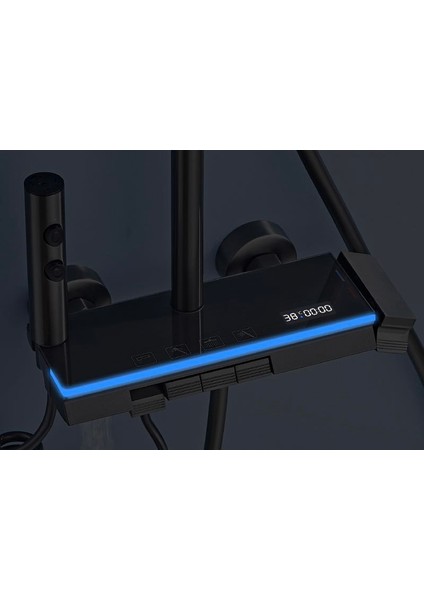 Dijital LED Göstergeli Piyano Tuşlu Termostatik Banyo Batarya Duş Sistemi Tepe Robot Duş Seti fiyatları