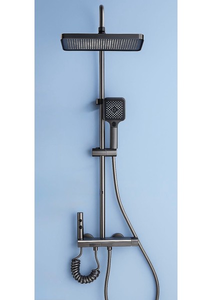 Dijital LED Göstergeli Piyano Tuşlu Termostatik Banyo Batarya Duş Sistemi Tepe Robot Duş Seti modelleri