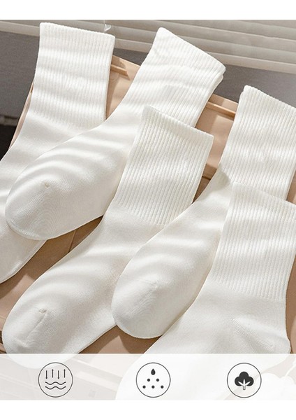 5'çift Unisex Düz Desensiz Tenis ve Kolej Çorabı Özel Günlük & Spor Giyimleri Için Şık Görünüm Siyah & Beyaz Renk Seçenegi Ile modelleri