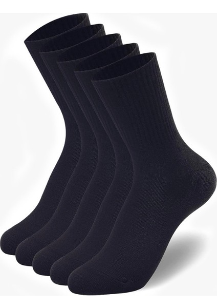 5'çift Unisex Düz Desensiz Tenis ve Kolej Çorabı Özel Günlük & Spor Giyimleri Için Şık Görünüm Siyah & Beyaz Renk Seçenegi Ile