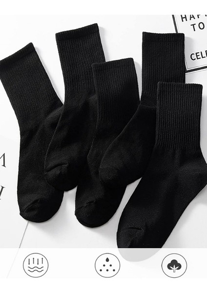 5'çift Unisex Düz Desensiz Tenis ve Kolej Çorabı Özel Günlük & Spor Giyimleri Için Şık Görünüm Siyah & Beyaz Renk Seçenegi Ile modelleri