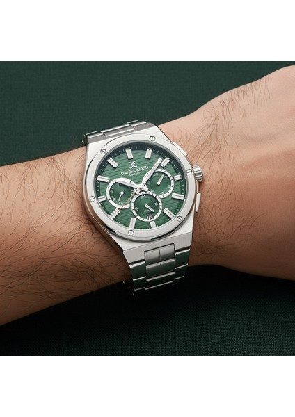 DKE.1.14071.4 Yeşil Gümüş Supersport Çelik Kordonlu Premium Çizgili Kadran Takvimli Fonksiyonlu Erkek Kol Saati modelleri