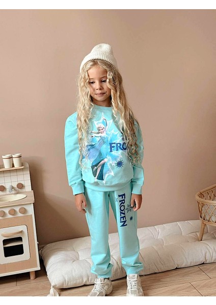 Kız Çocuk 3iplik %100 Pamuk Kalın Penye Renkli Kışlık Eşofman Takımı