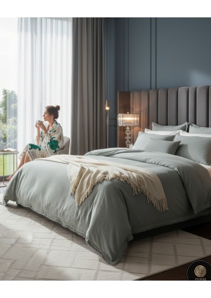 Placid Naturel Yeşil %100 Pamuk Yıkamalı Nevresim Takımı – Çift Kişilik (200×220, Lastikli Çarşaf, 2 Yastık Kılıfı) modelleri