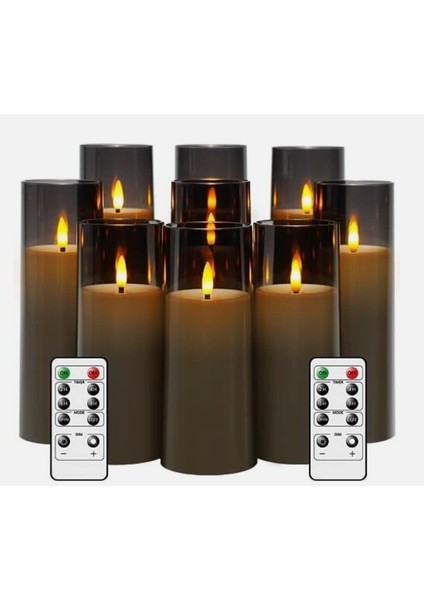 Uzaktan Kumandalı Zamanlayıcı ile 9 Adet Alevsiz 3D LED Mumlar, Ev Dekoru ve Atmosfer Için Dayanıklı LED Mumlar