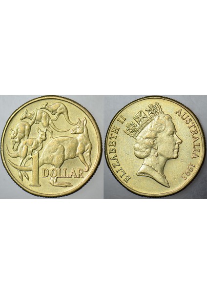 Avustralya 1 Dolar 1995 Kraliçe Iı. Elizabeth. Kanguru Temalı 25 Mm.
