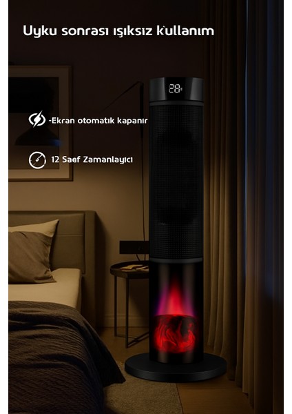 Şömineli Kule Tipi Dikey Isıtıcı modelleri