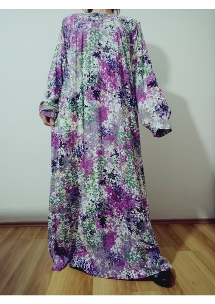 Robadan Uzun Kollu %100 Viskon Basma Çiçekli Anne Elbise, Namaz Elbisesi indirimleri