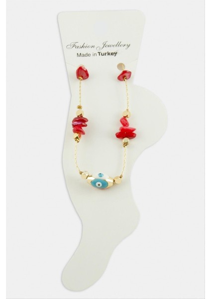 shop Nazar Göz Kırık Doğaltaşlı Halhal-Kırmızı fiyatları