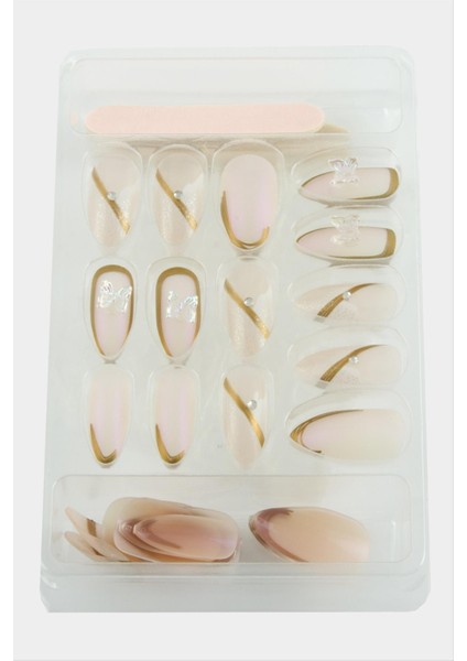 shop Misyul Taşlı Takma Tırnak 24 Adet-Açık Pembe fiyatları