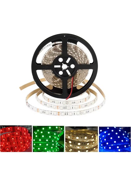 24 Volt 5050 Şerit LED Sarı (Amber) IP65 (5 Metre)