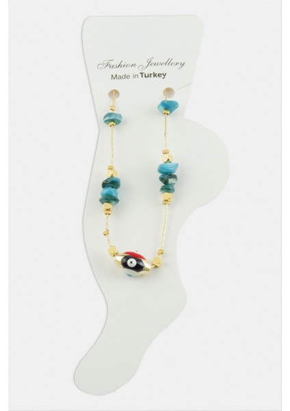 shop Nazar Göz Kırık Doğaltaşlı Halhal-Turkuaz