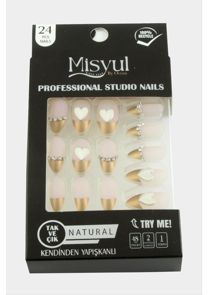 shop Misyul Taşlı Takma Tırnak 24 Adet-Açık Pembe modelleri