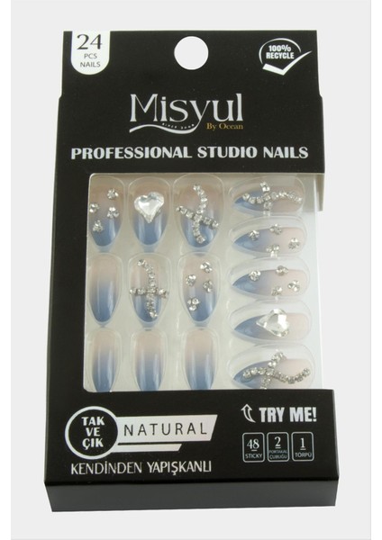 shop Misyul Taşlı Takma Tırnak 24 Adet-Mavi modelleri
