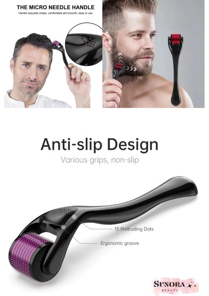 Titanyum Uçlu 540 Iğneli Derma Roller 1 mm Cilt Yüz Vücut Saç Yenileme Masaj Aleti