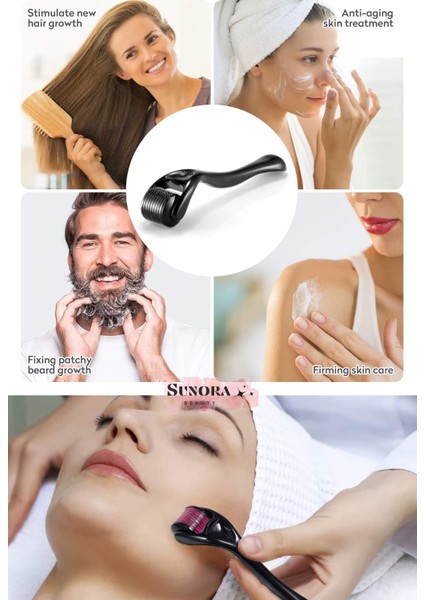 Titanyum Uçlu 540 Iğneli Derma Roller 1 mm Cilt Yüz Vücut Saç Yenileme Masaj Aleti
