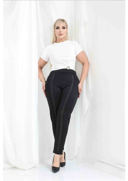 Önden Inci Detaylı Dar Paça Pantolon modelleri