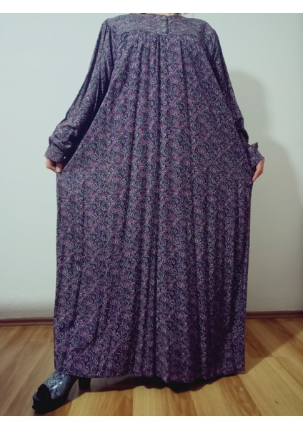 Robadan Uzun Kollu %100 Viskon Basma Çiçekli Anne Elbise, Namaz Elbisesi indirimleri