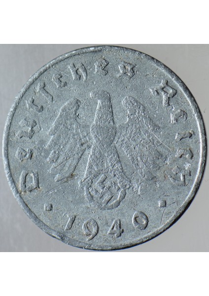 Almanya 10 Pfennig 1940 J. Ikinci Dünya Savaşı Nazi Dönemi. Gamalı Haç. Çinko. modelleri