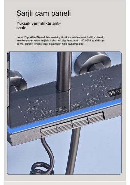 Dijital LED Göstergeli Piyano Tuşlu Termostatik Banyo Batarya Duş Sistemi TepeRobot Duş Seti fırsatları