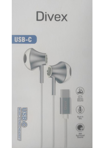 DH-276 Type-C Çıkışlı Hi-Fi Stereo Teknolojili Mikrofonlu Kablolu Kulaklık