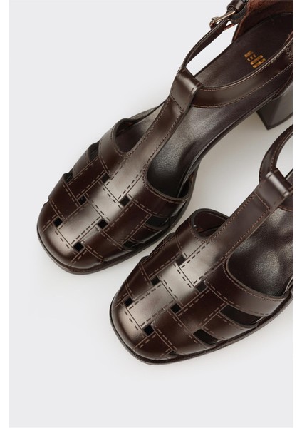 Kahve Deri Kadın Topuklu Ayakkabı fırsatları