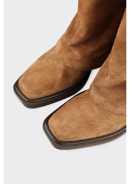 Taba Deri Kadın Western Çizme fırsatları