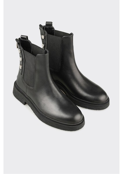 Siyah Deri Kadın Günlük Bot fiyatları