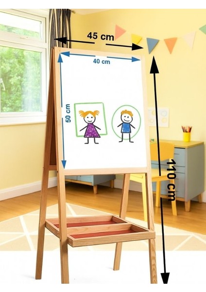 Neşeli Kalem Tahtası – Yaz Sil Oyna Öğren-Neşeli Yazı Tahtası – Çift Taraflı- Manyetik Eğlence fiyatları