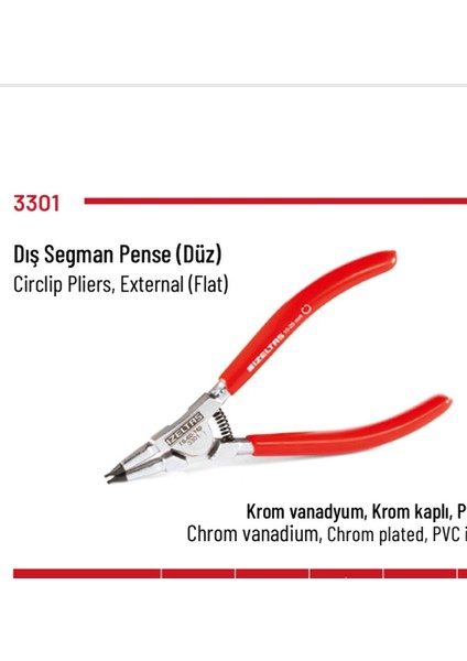 Dış Segman Pensi Düz Yaylı 180MM