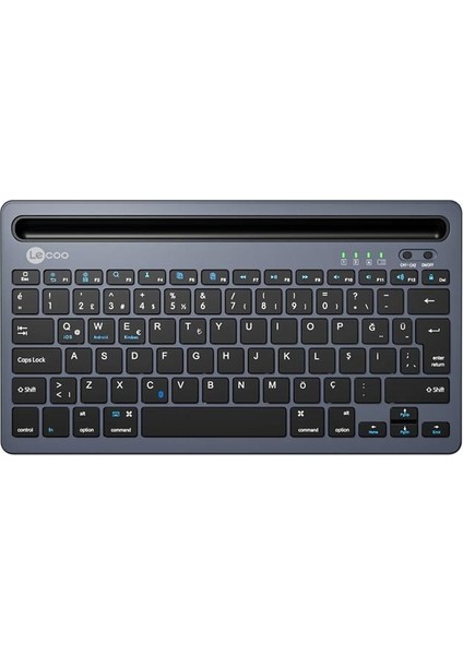 Lenovo Lecoo BK100 Bluetooth V3.0 Çoklu Cihaz Uyumlu Şarj Edilebilir Kablosuz Gri Türkçe Q Klavye fiyatları