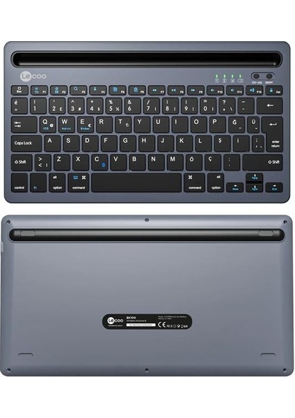 Lenovo Lecoo BK100 Bluetooth V3.0 Çoklu Cihaz Uyumlu Şarj Edilebilir Kablosuz Gri Türkçe Q Klavye fırsatları