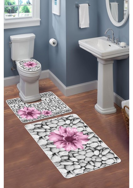 Modern Desenli 3’lü Banyo Paspas Takımı Yıkanabilir Kaymaz Tabanlı Klozet Takımı KLZ0060 fiyatları