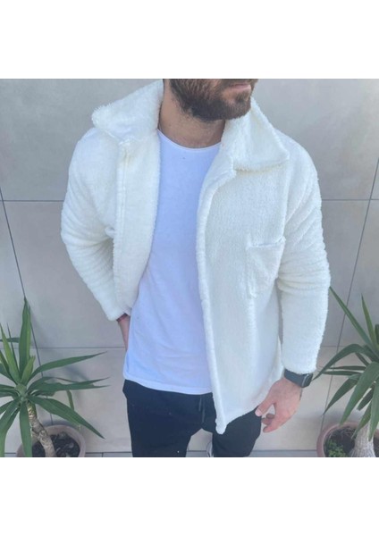 Erkek Beyaz Peluş Ceket