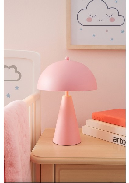 Metal Pembe Abajur Çalışma Bebek Odası Modern Dekoratif Masa Lambası