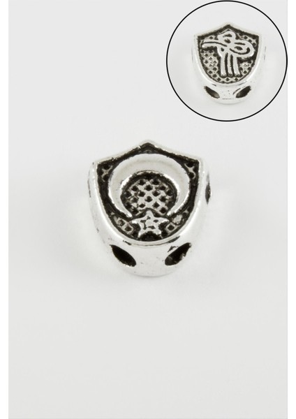 shop Tuğra Ay Yıldız Çift Taraflı Tesbih Ara Aparatı 1 Adet-Gümüş Rengi