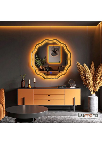Zavira Amber Led'li Lazer Kumlamalı Lavabo & Banyo Aynası (Dokunmatik Sensörlü)