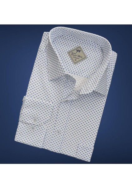 Klasik Geniş Kesim Desenli Uzun Kollu Erkek Gömlek