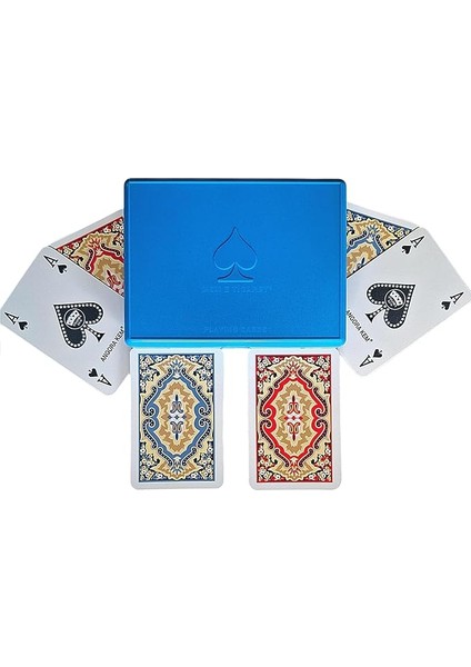 Angora Kem Kutulu Plastik Iskambil Oyun Kartı Çift Deste - Plastic Playing Cards Double Deck (Mavi)