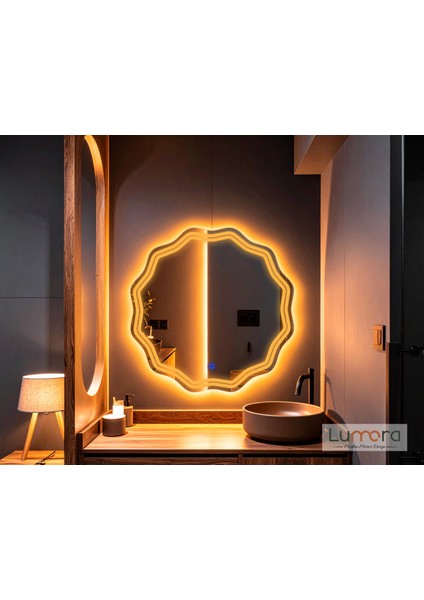 Zavira Amber Led'li Lazer Kumlamalı Lavabo & Banyo Aynası (Dokunmatik Sensörlü) modelleri
