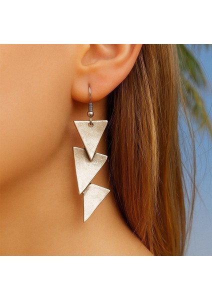 Üçgenler Şekilli Kadın Küpe Çift Adet Gümüş Kaplama El Yapımı Küpe fiyatları