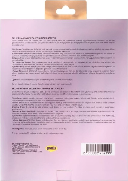Makyaj Fırça ve Sünger Seti 7'li