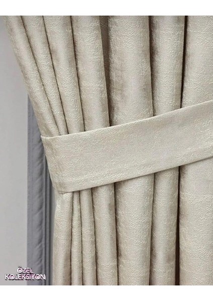 Bej Istanbul Fon, Desen Yeni Sezon 1 / 3 Pileli Kırışmaz, Özel Koleksiyon ( Tek Kanat ) Tül, Perde,