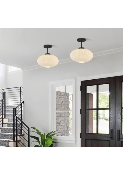 E27 Mat Opal Beyaz Elips Oval Tavan Avize Modern Şık Yumuşak Işık Dağılımı