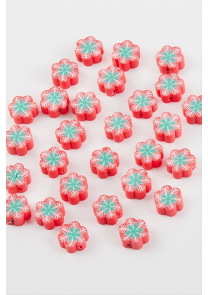 shop Kartanesi Yılbaşı Fimo Boncuk 100 Adet-Kırmızı