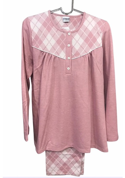 Kadın Uzun Kollu Robalı Patlı Kalın Kışlık % 100 Pamuk Pijama TAKIMI-14625