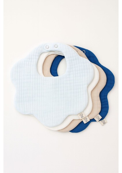 4’lü %100 Pamuk Organik Müslin Bebek Mama Önlüğü / Salya Önlüğü / Yakalık