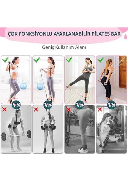 Full Vücut Pilates Bar Seti Egzersiz Çubuğu Ayarlanabilir Evde Onlarcak Farklı Spor Jimnastik Olanağı Kapı Askılı Çantalı fiyatları