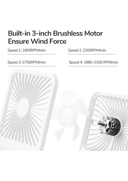 Masa Vantilatörü, Sessiz, Mini Vantilatör, Şarj Edilebilir, 180° Katlanabilir Taşınabilir Vantilatör, Küçük, 4 Hız Ayarı, Ev, Ofis, Seyahat Için, Beyaz indirimleri