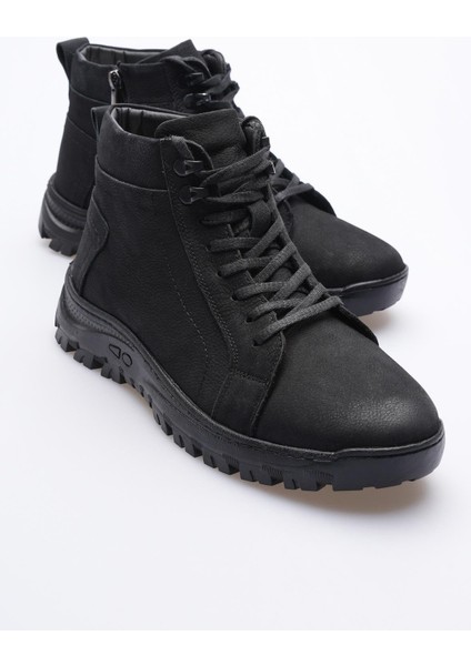 Erkek Hakiki Nubuk Deri Bot Fermuarlı Siyah Taymor